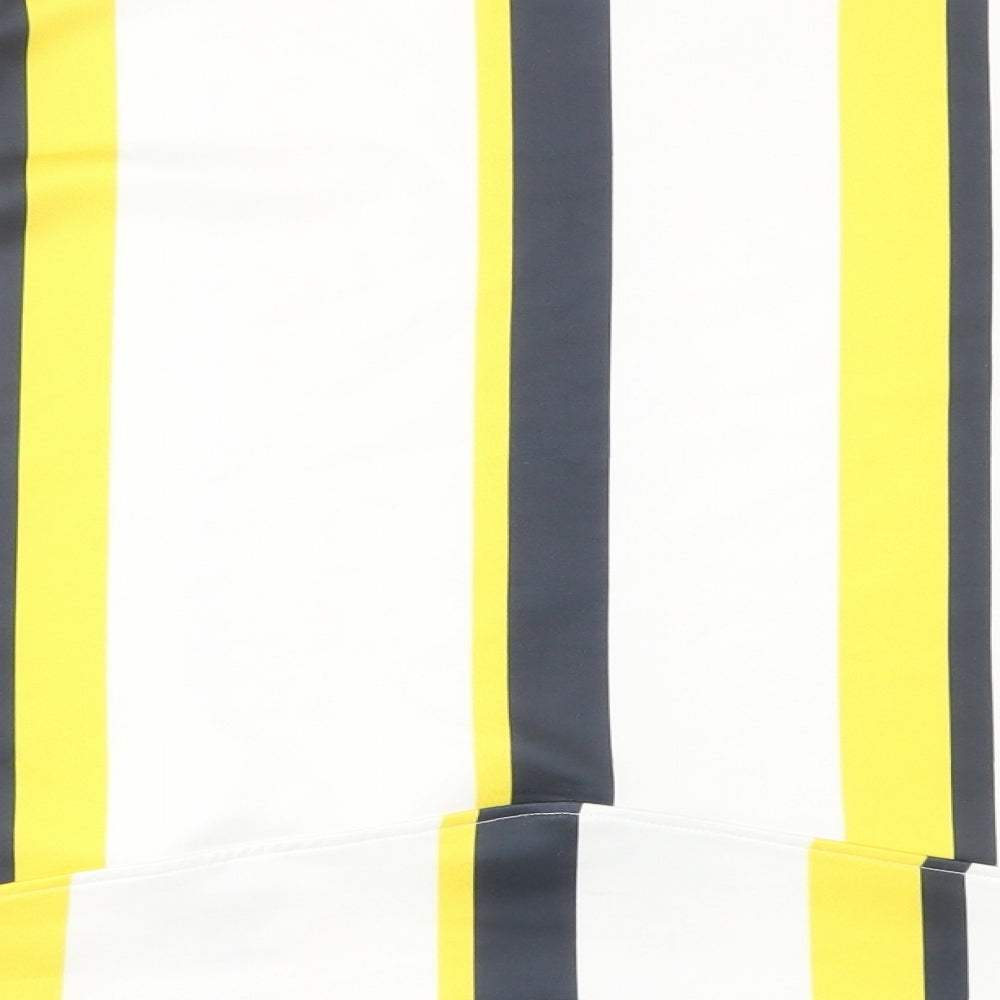 Zara Womens Yellow Striped  Basic Blouse Size M  - CUT OUTS