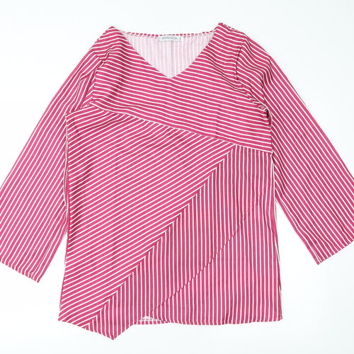 MissLook Womens Pink Striped  Basic Blouse Size XL