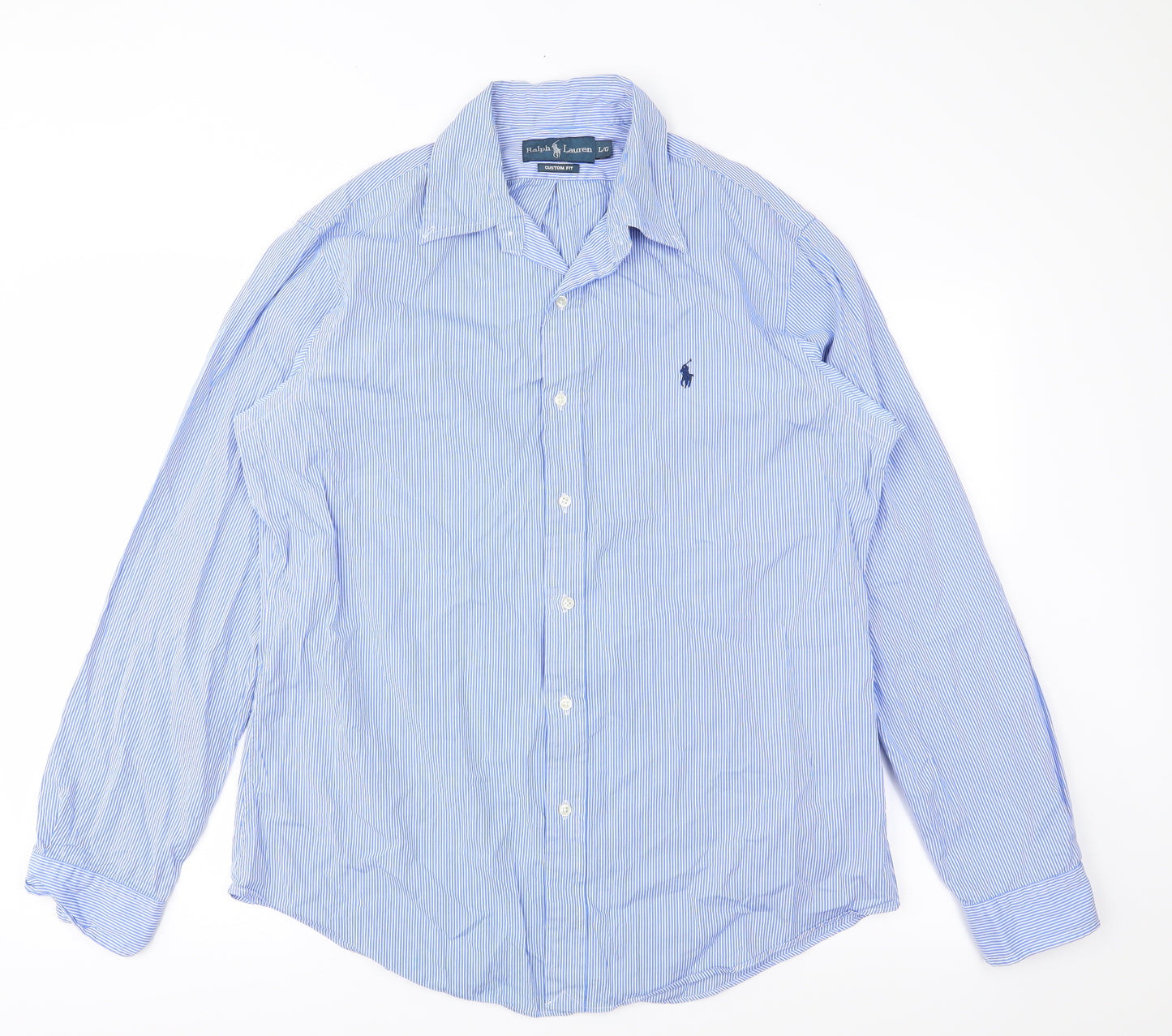 Polo Ralph Lauren Mens Blue Striped   Button-Up Size L