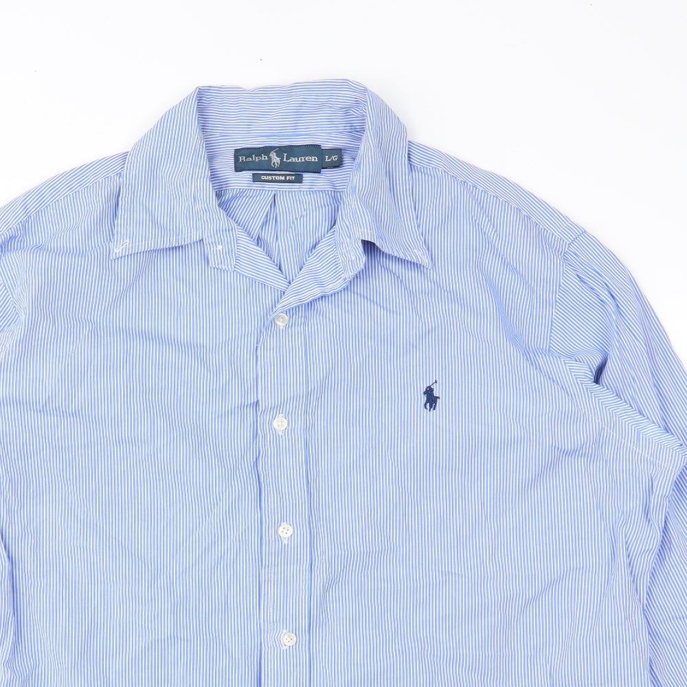 Polo Ralph Lauren Mens Blue Striped   Button-Up Size L