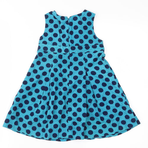 John Lewis Girls Blue Polka Dot  A-Line  Size 3 Years