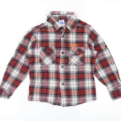 Little Kids Boys Red Plaid  Basic Button-Up Size 6-7 Years