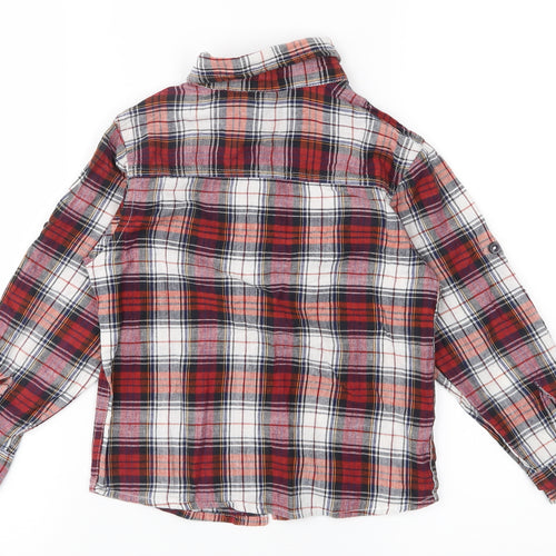 Little Kids Boys Red Plaid  Basic Button-Up Size 6-7 Years