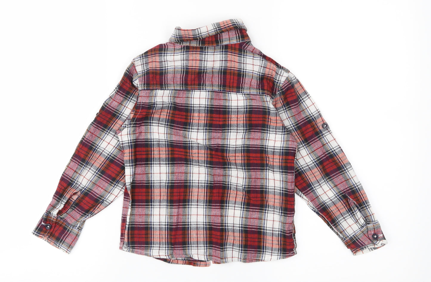 Little Kids Boys Red Plaid  Basic Button-Up Size 6-7 Years