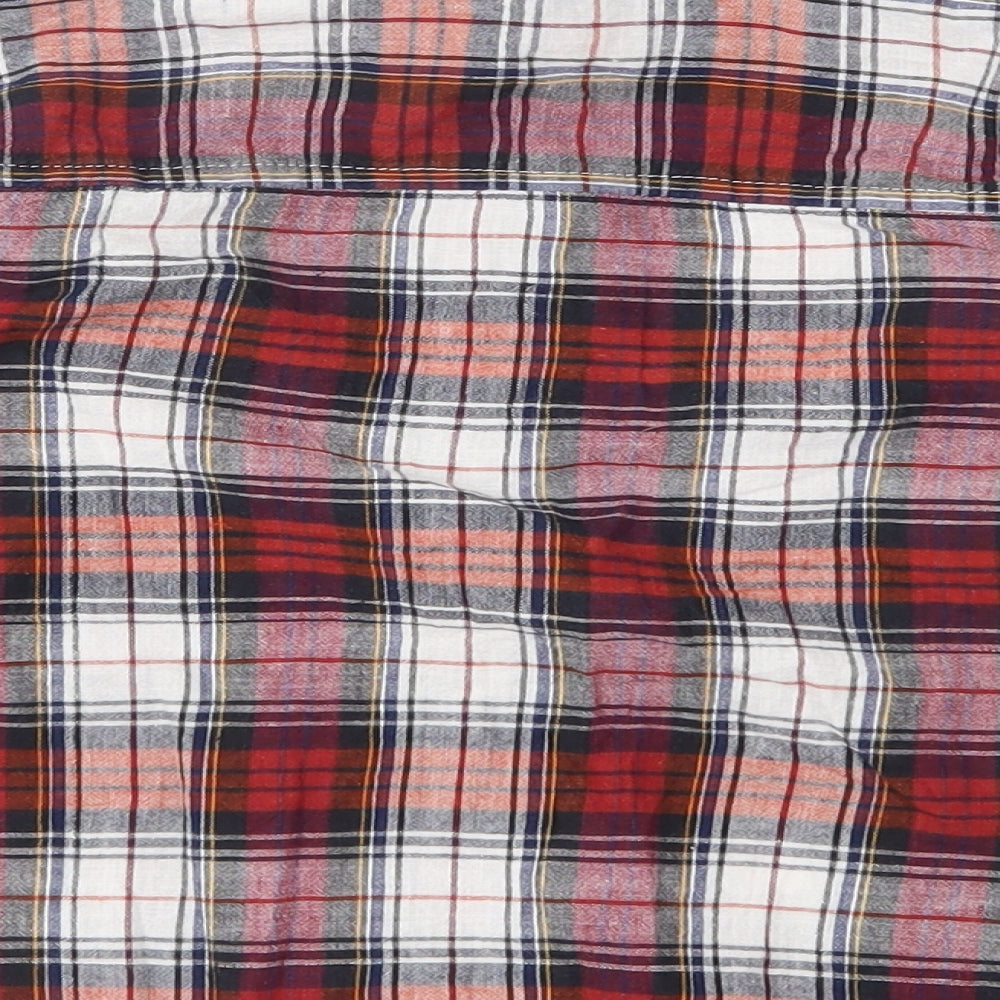 Little Kids Boys Red Plaid  Basic Button-Up Size 6-7 Years