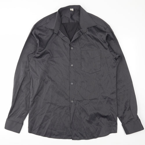 Preworn Mens Black Striped   Button-Up Size L