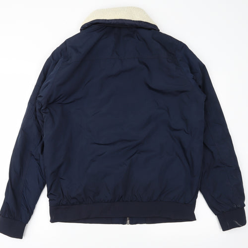 Primark Mens Blue   Bomber Jacket Jacket Size L  - Detachable fur collar`