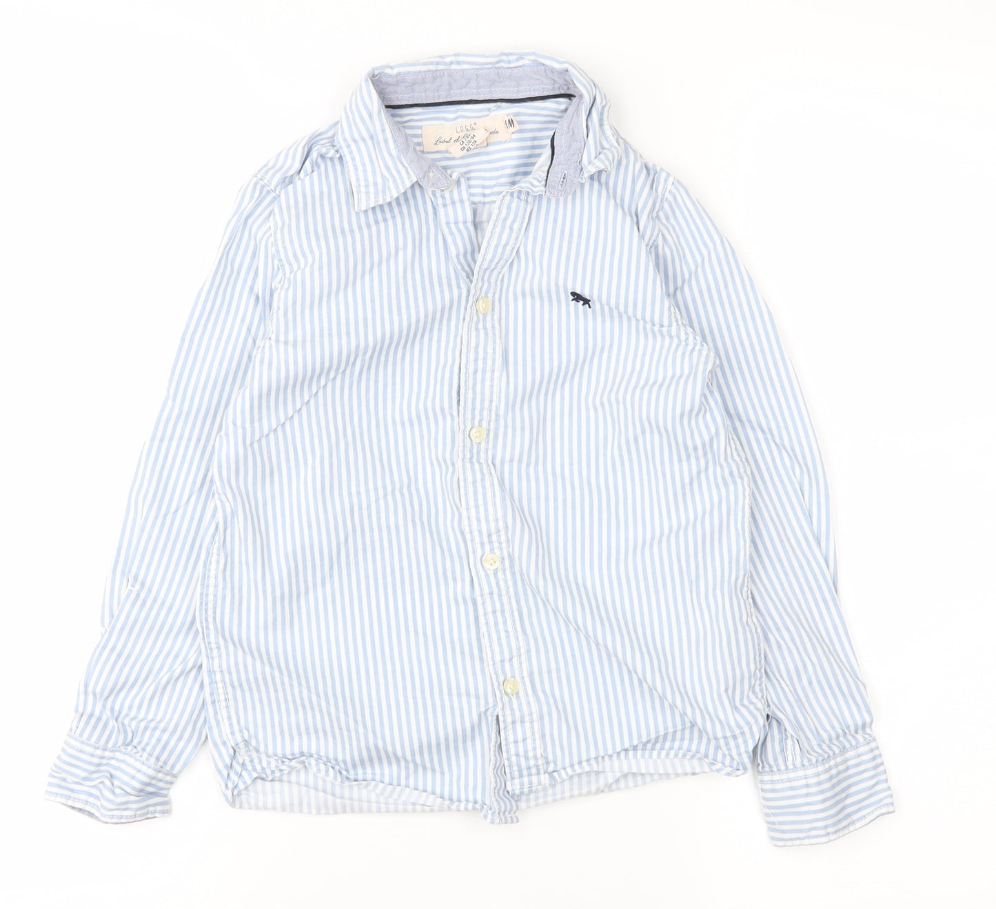 H&M Boys Blue Striped  Basic Button-Up Size 8-9 Years