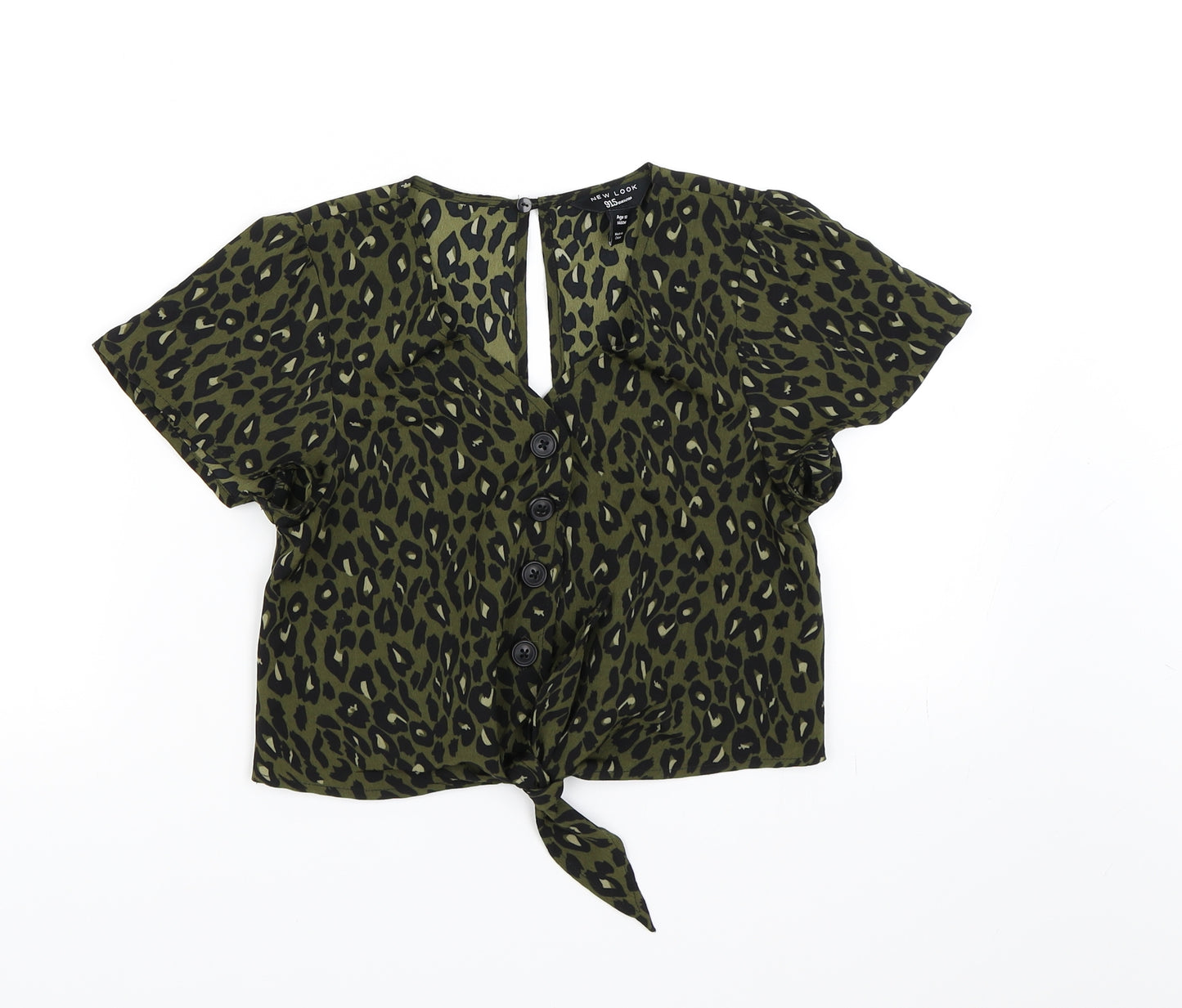 New Look Girls Green Animal Print  Basic Blouse Size 10 Years