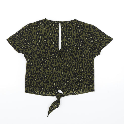 New Look Girls Green Animal Print  Basic Blouse Size 10 Years
