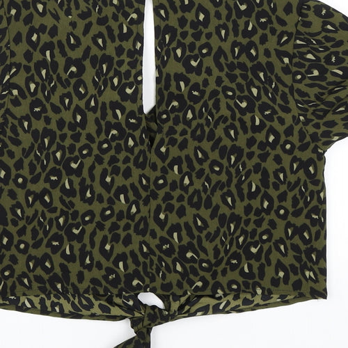 New Look Girls Green Animal Print  Basic Blouse Size 10 Years
