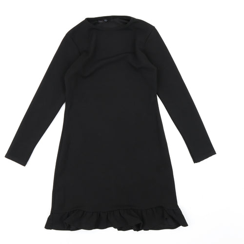 Missguided Womens Black  Rayon Bodycon  Size 8  - Frill hem
