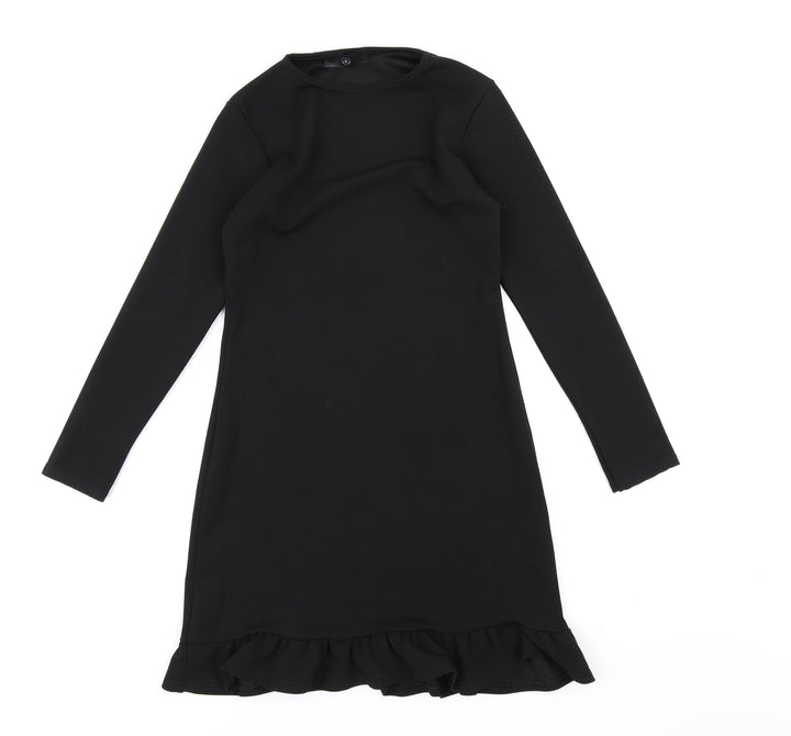 Missguided Womens Black Rayon Bodycon Size 8 - Frill hem