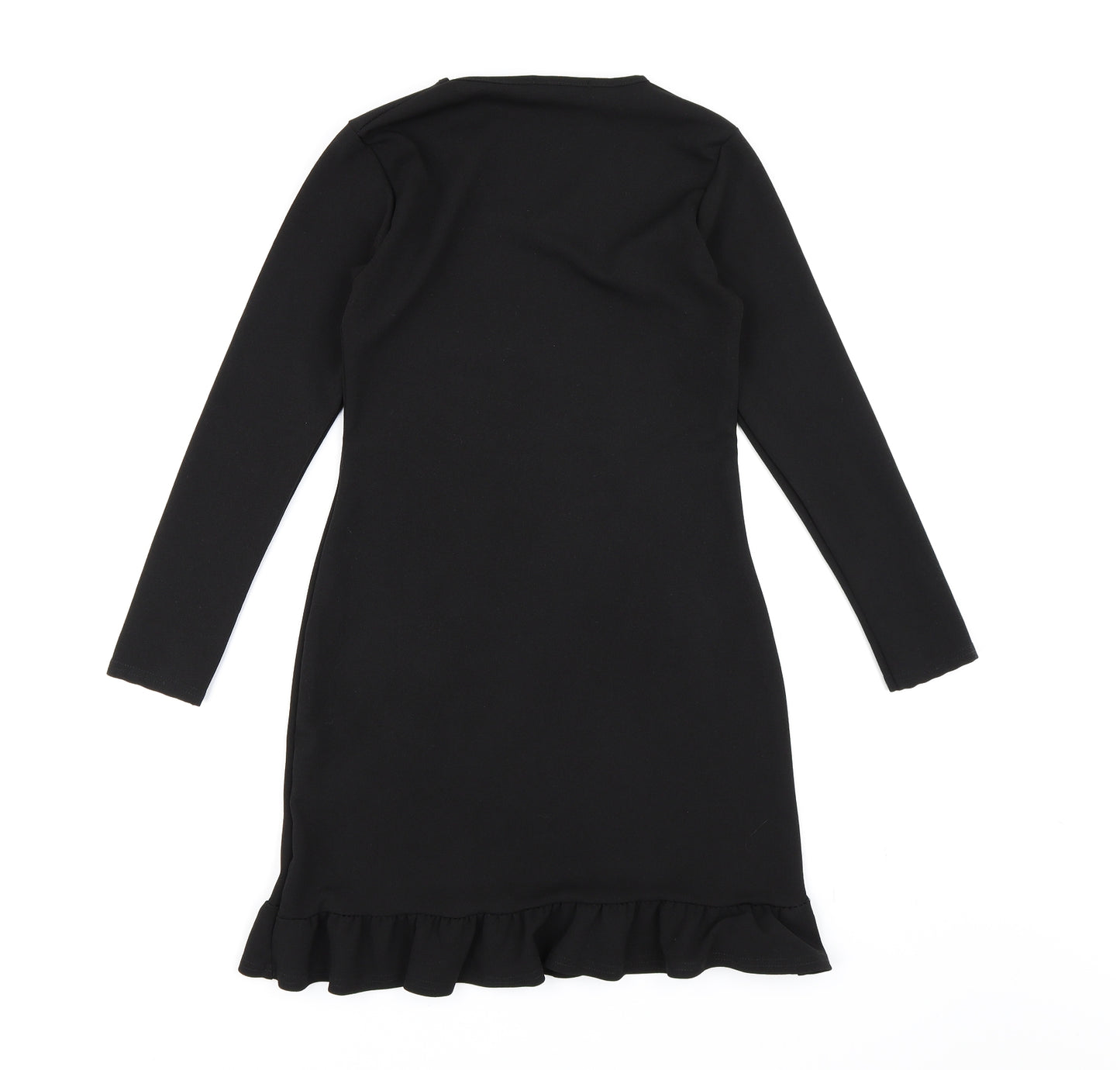 Missguided Womens Black  Rayon Bodycon  Size 8  - Frill hem