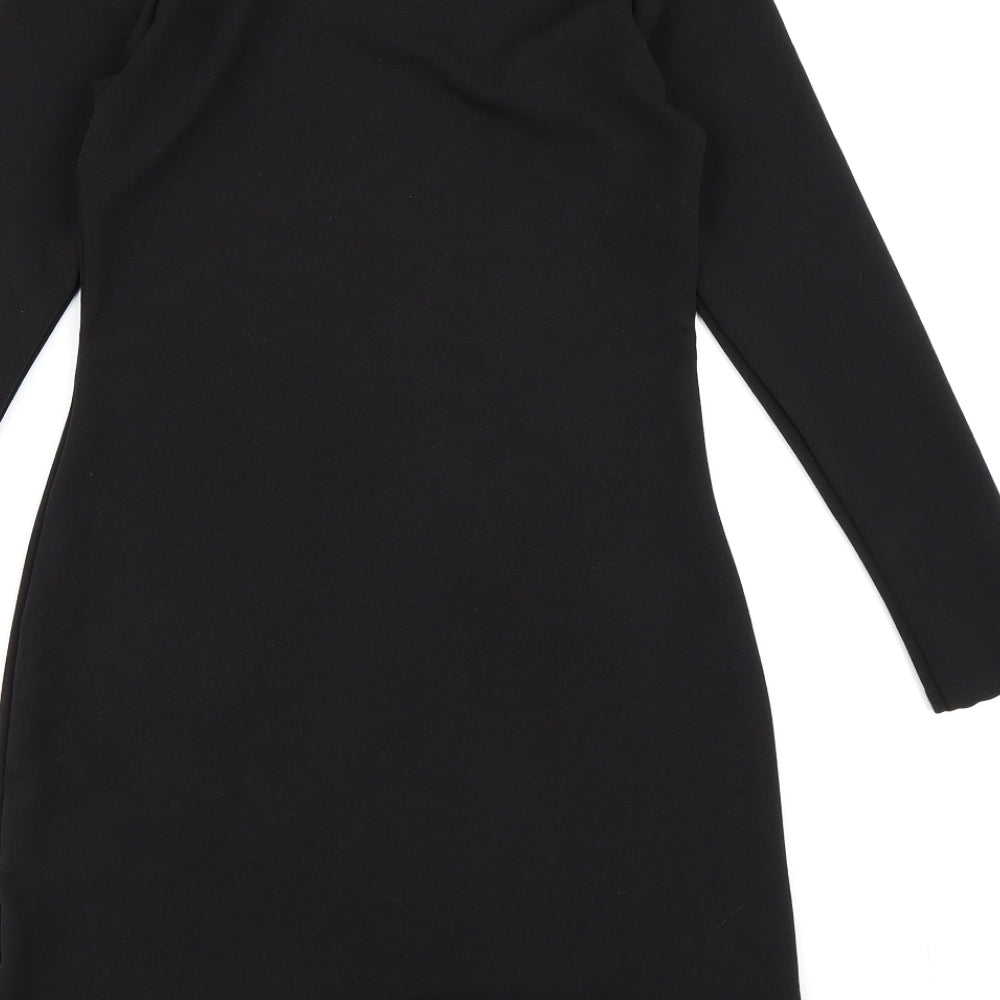 Missguided Womens Black  Rayon Bodycon  Size 8  - Frill hem