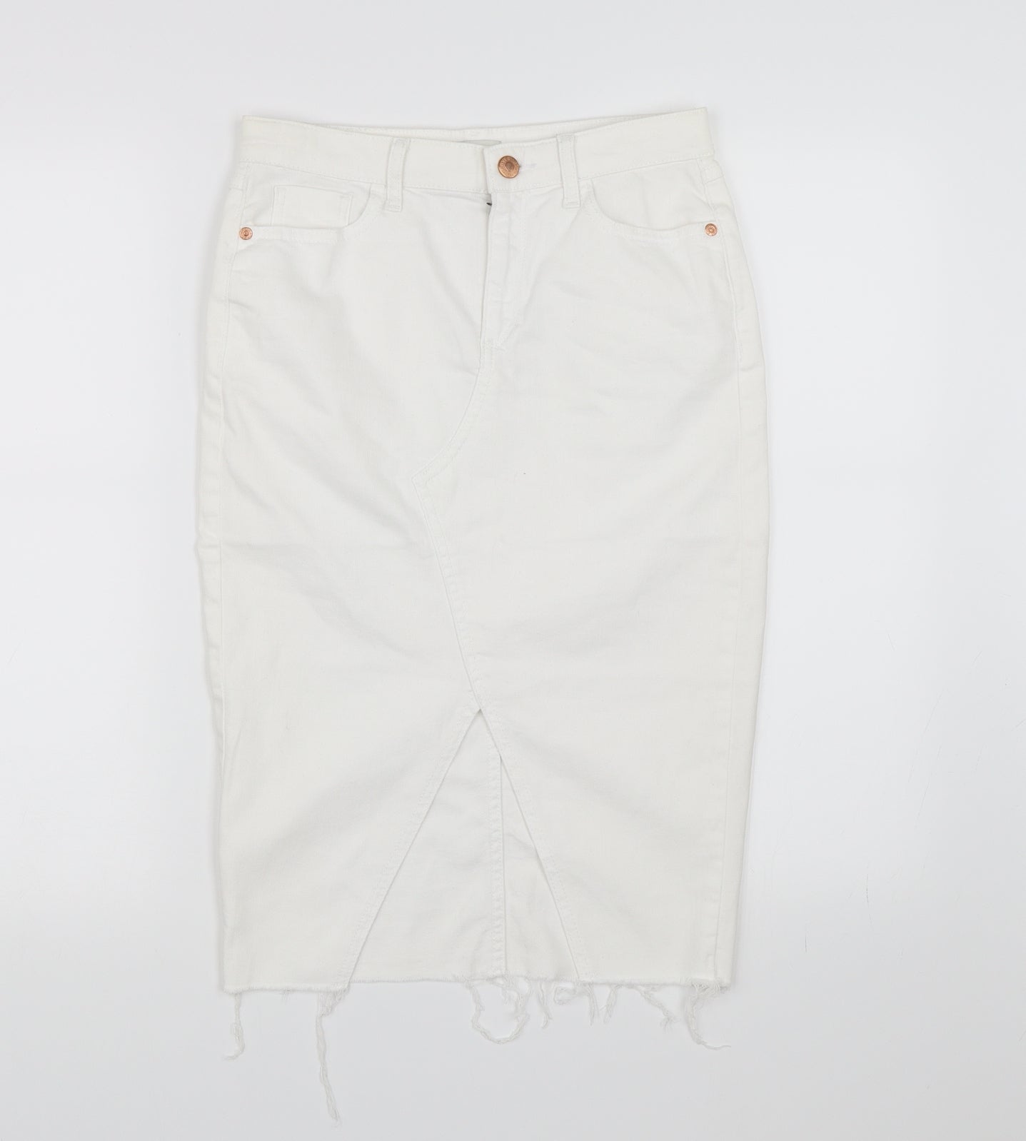River Island Womens White  Denim A-Line Skirt Size 8