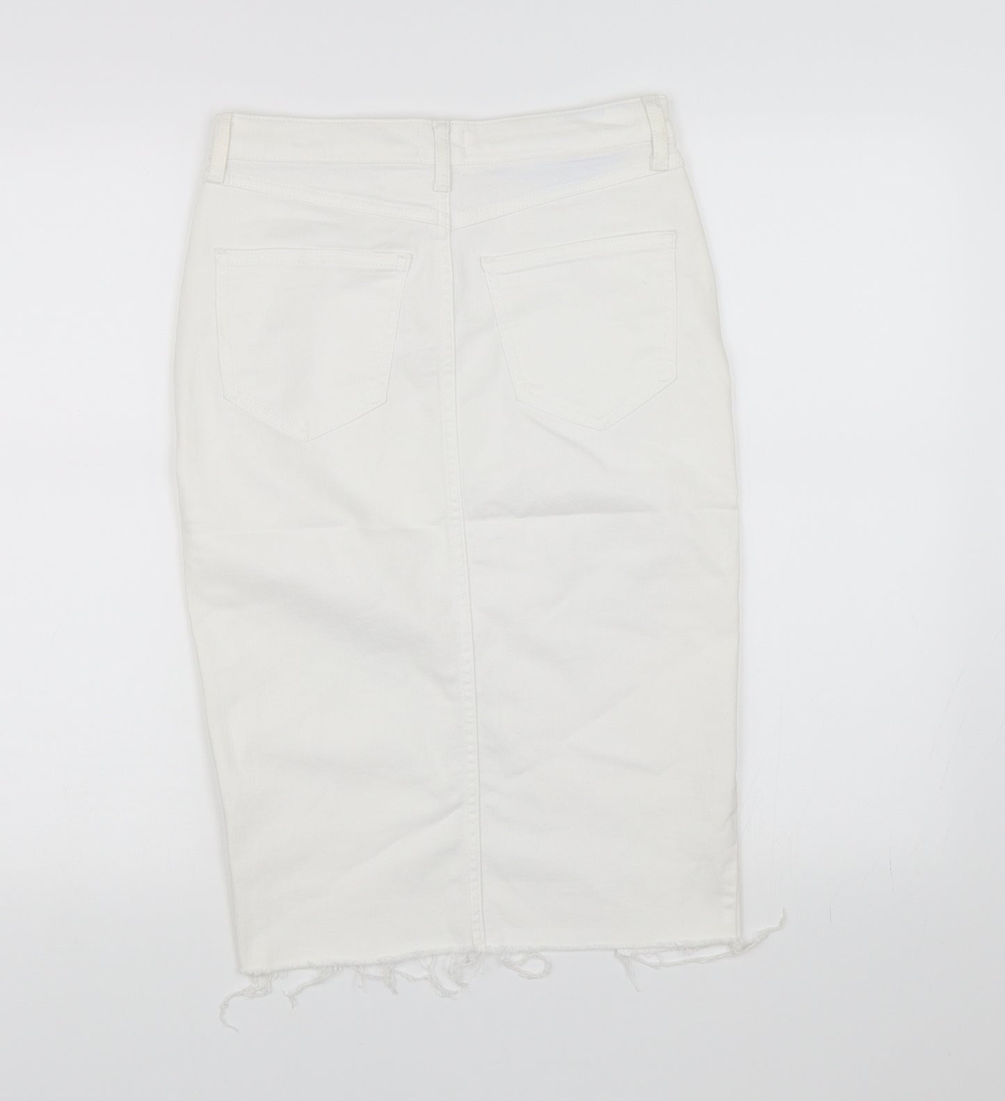 River Island Womens White  Denim A-Line Skirt Size 8
