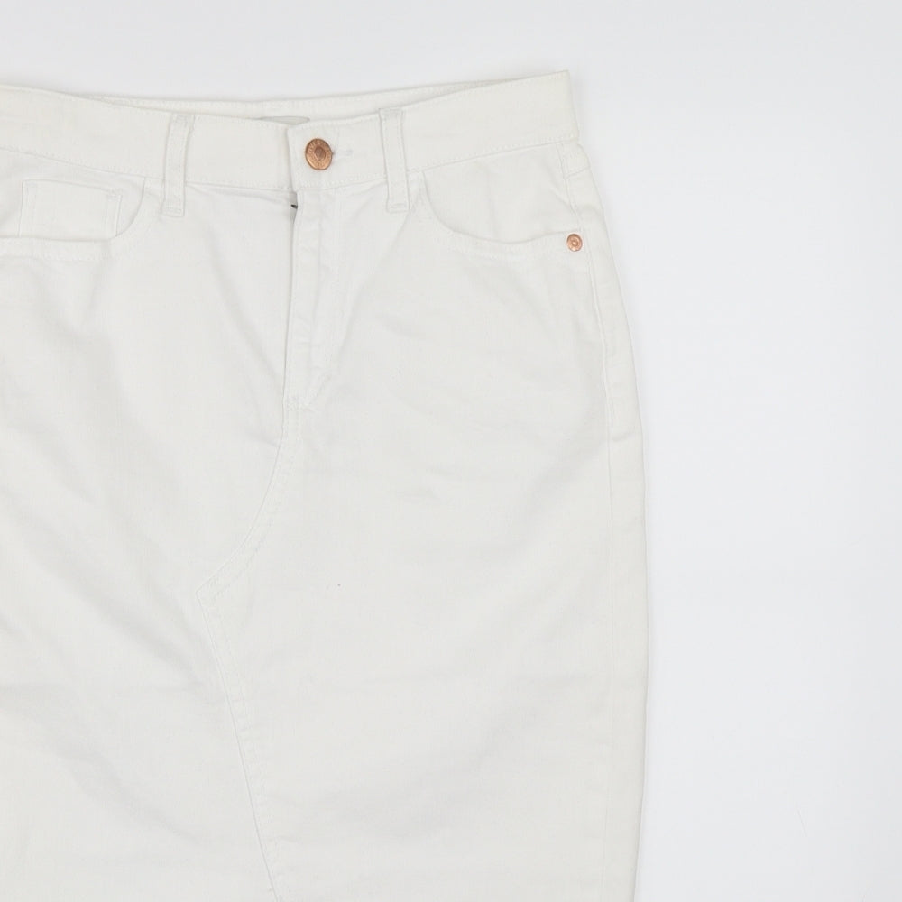 River Island Womens White  Denim A-Line Skirt Size 8