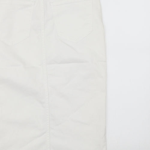 River Island Womens White  Denim A-Line Skirt Size 8
