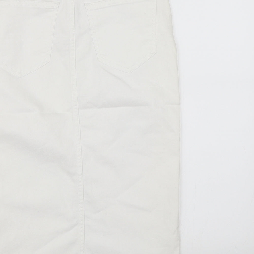 River Island Womens White  Denim A-Line Skirt Size 8