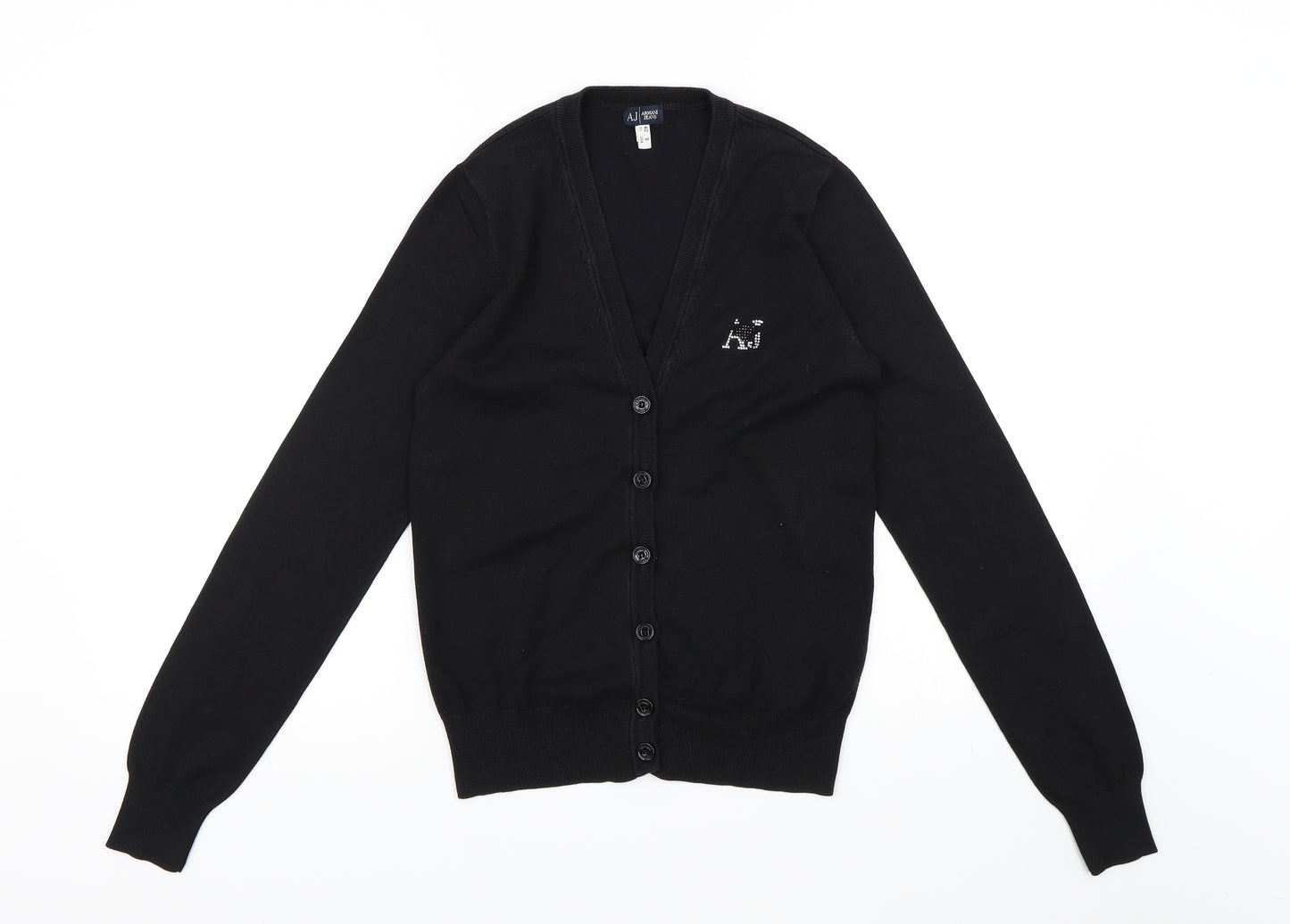 Armani Jeans Womens Black  Knit Cardigan Jumper Size 12