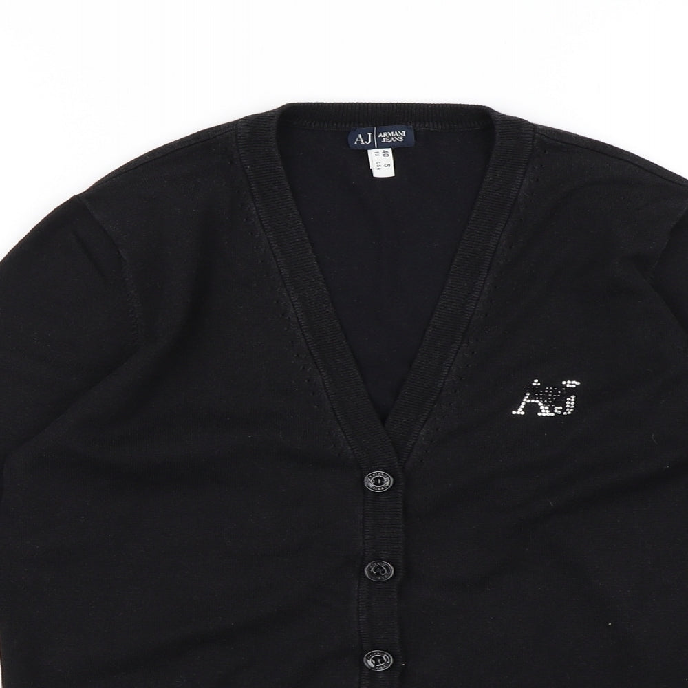 Armani Jeans Womens Black  Knit Cardigan Jumper Size 12