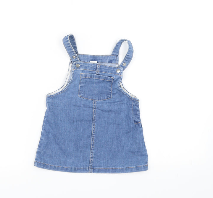 H&M Girls Blue  Denim Pinafore/Dungaree Dress  Size 12 Months