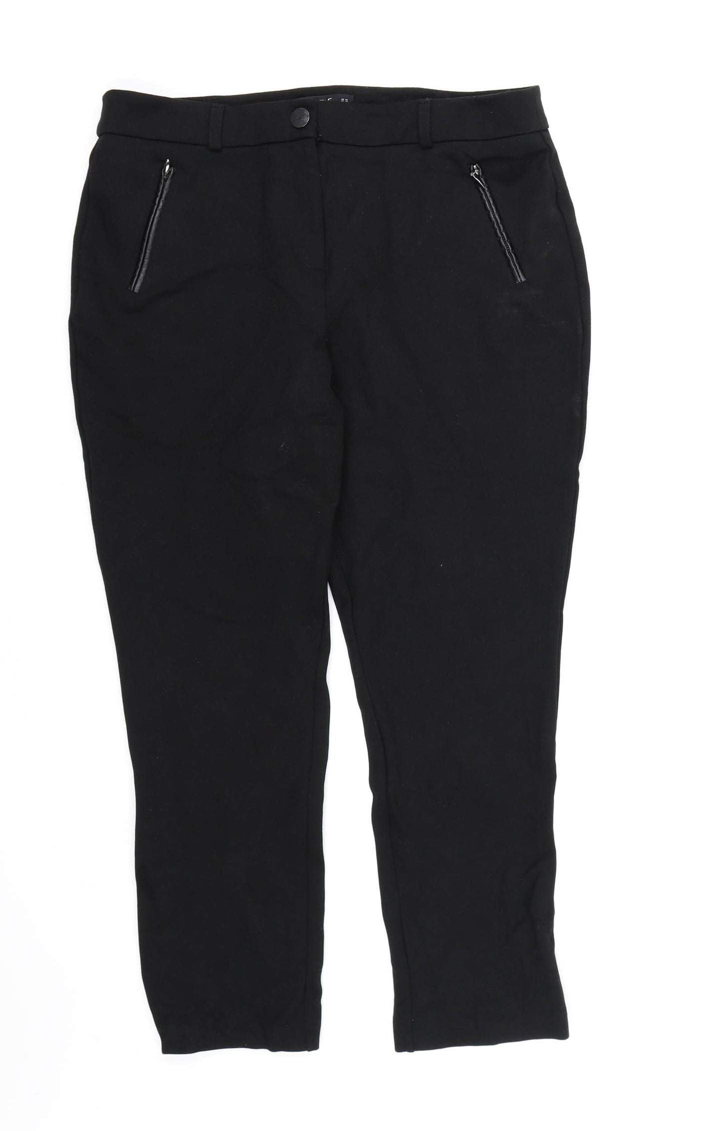F&F Womens Black  Rayon Trousers  Size 14 L24 in