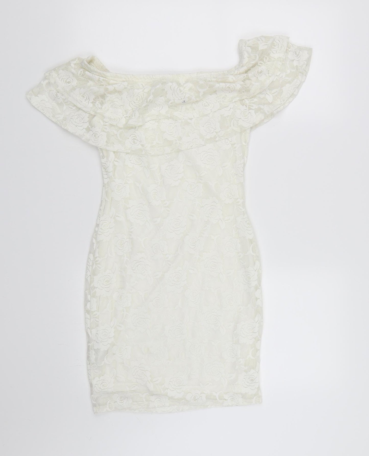 New Look Womens White Floral Lace Bodycon  Size 8