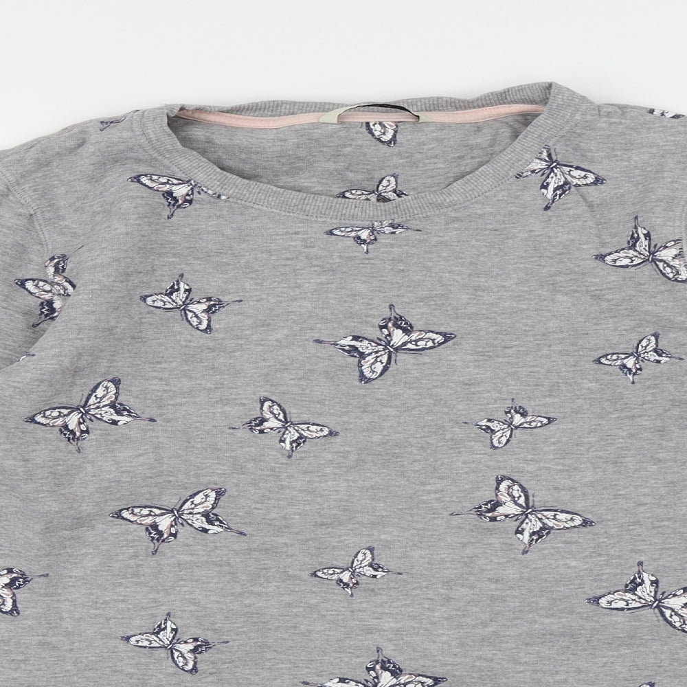 George Womens Grey Floral Jersey Pullover Sweatshirt Size 12  - Butterfly