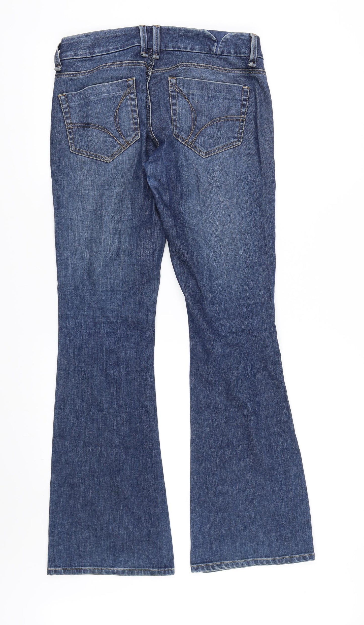 Topshop Womens Blue  Denim Flared Jeans Size 10 L32 in