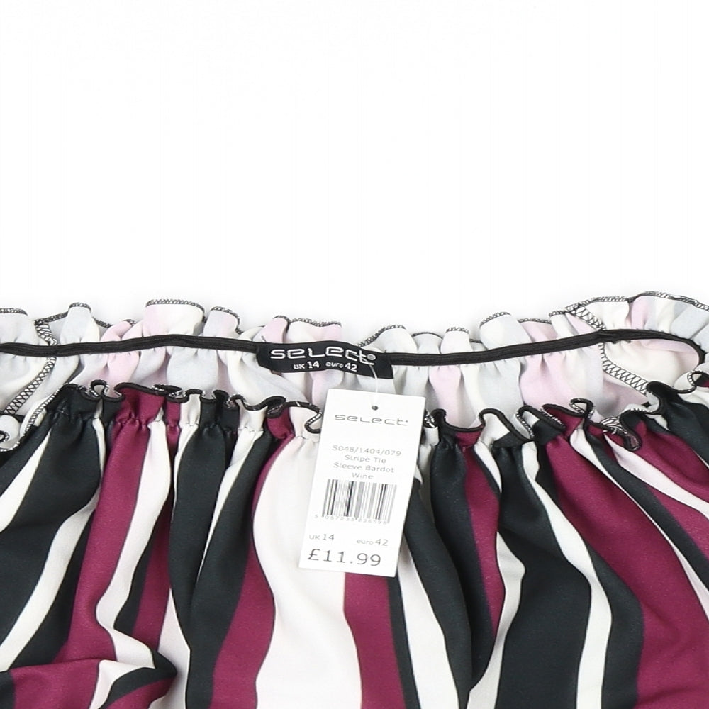 Select Womens Purple Striped  Cropped Blouse Size 14