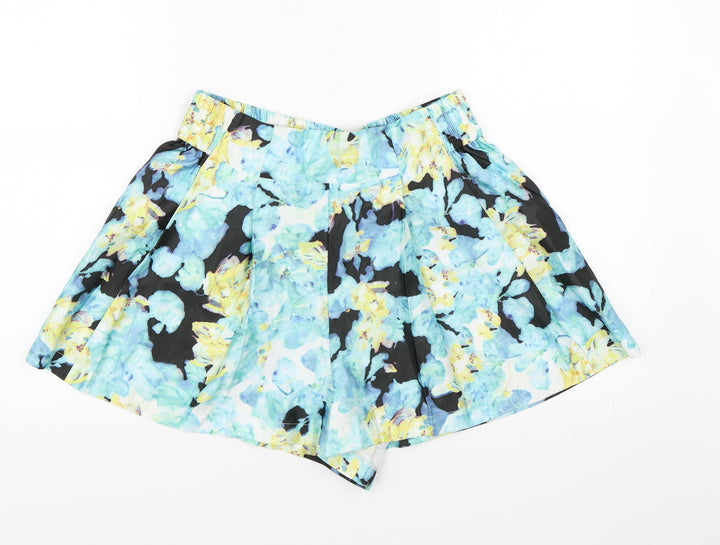 Preworn Womens Blue Floral  Paperbag Shorts Size L