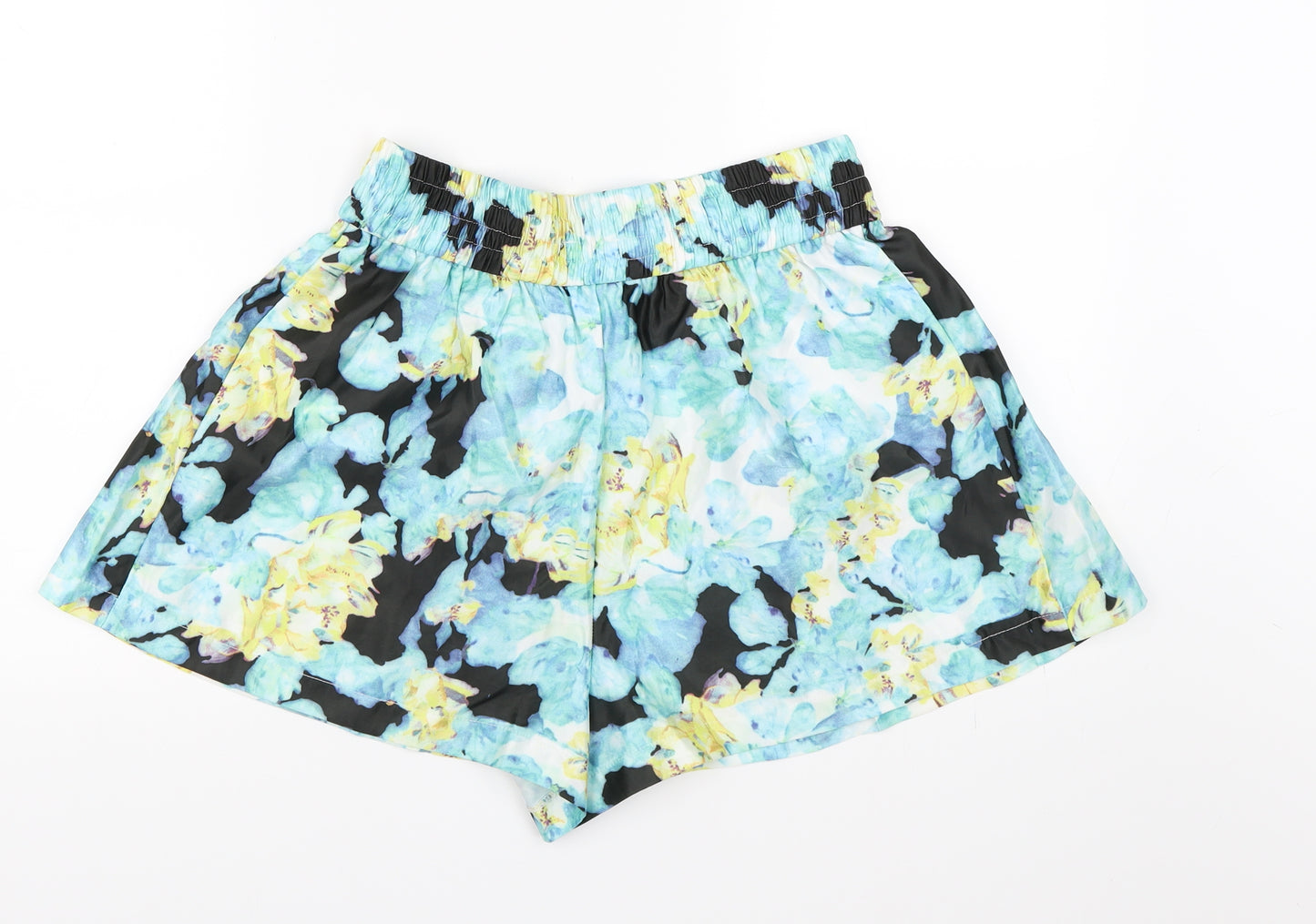 Preworn Womens Blue Floral  Paperbag Shorts Size L