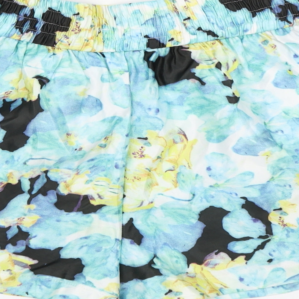 Preworn Womens Blue Floral  Paperbag Shorts Size L
