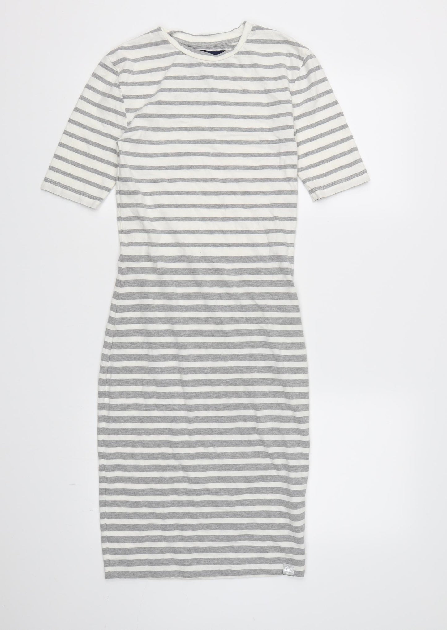 Superdry Womens Grey Striped  T-Shirt Dress  Size S