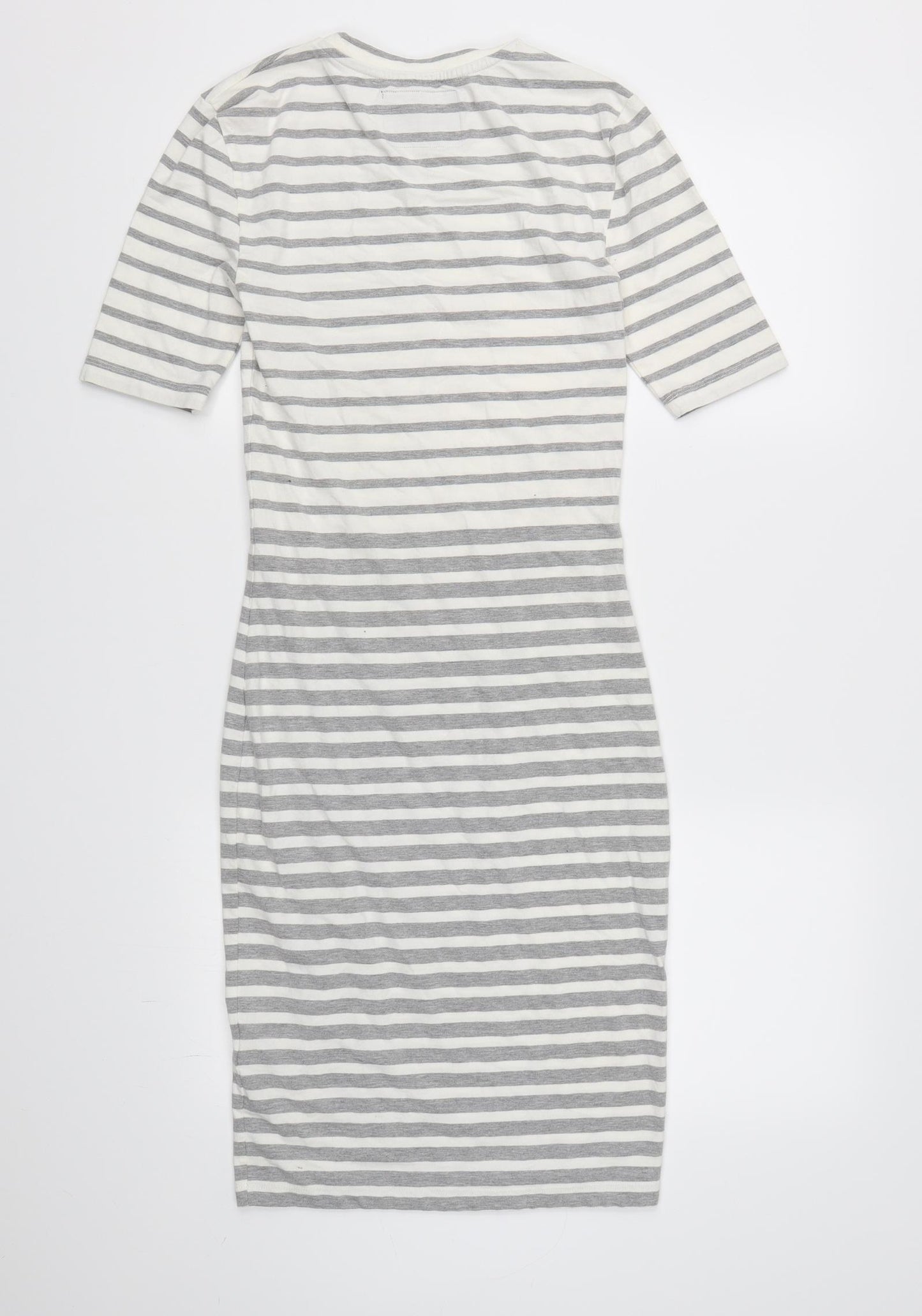 Superdry Womens Grey Striped  T-Shirt Dress  Size S