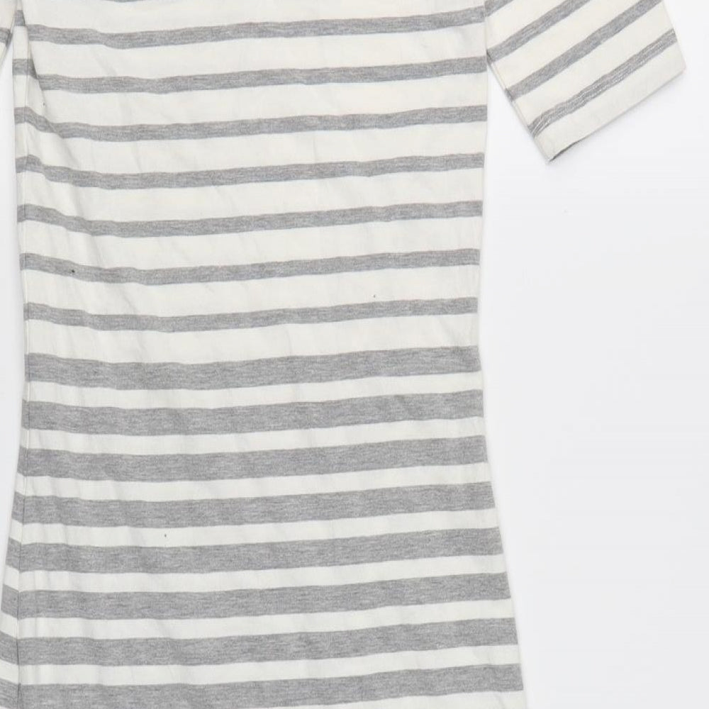 Superdry Womens Grey Striped  T-Shirt Dress  Size S
