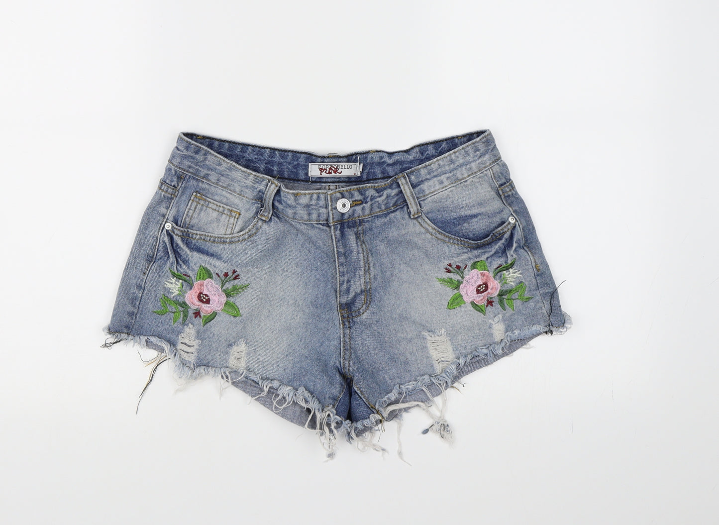 Portobello Womens Blue  Denim Hot Pants Shorts Size 10