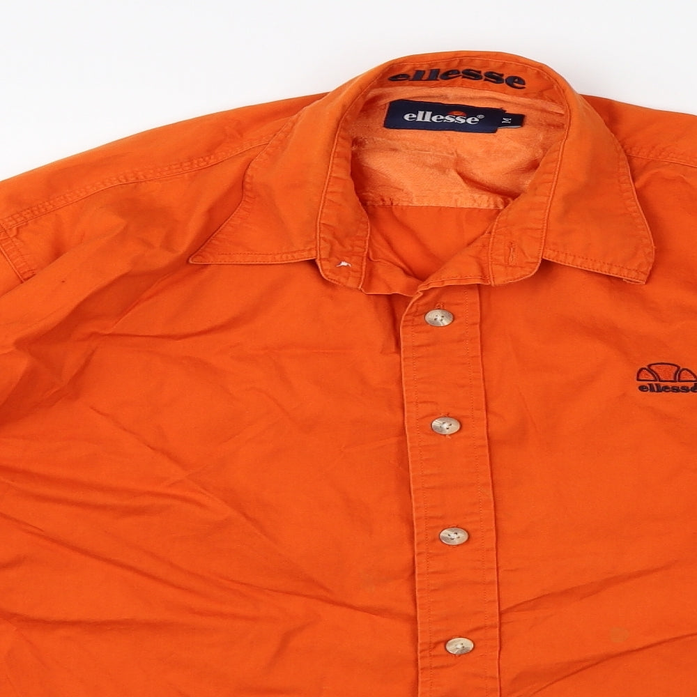 ellesse Mens Orange    Button-Up Size M