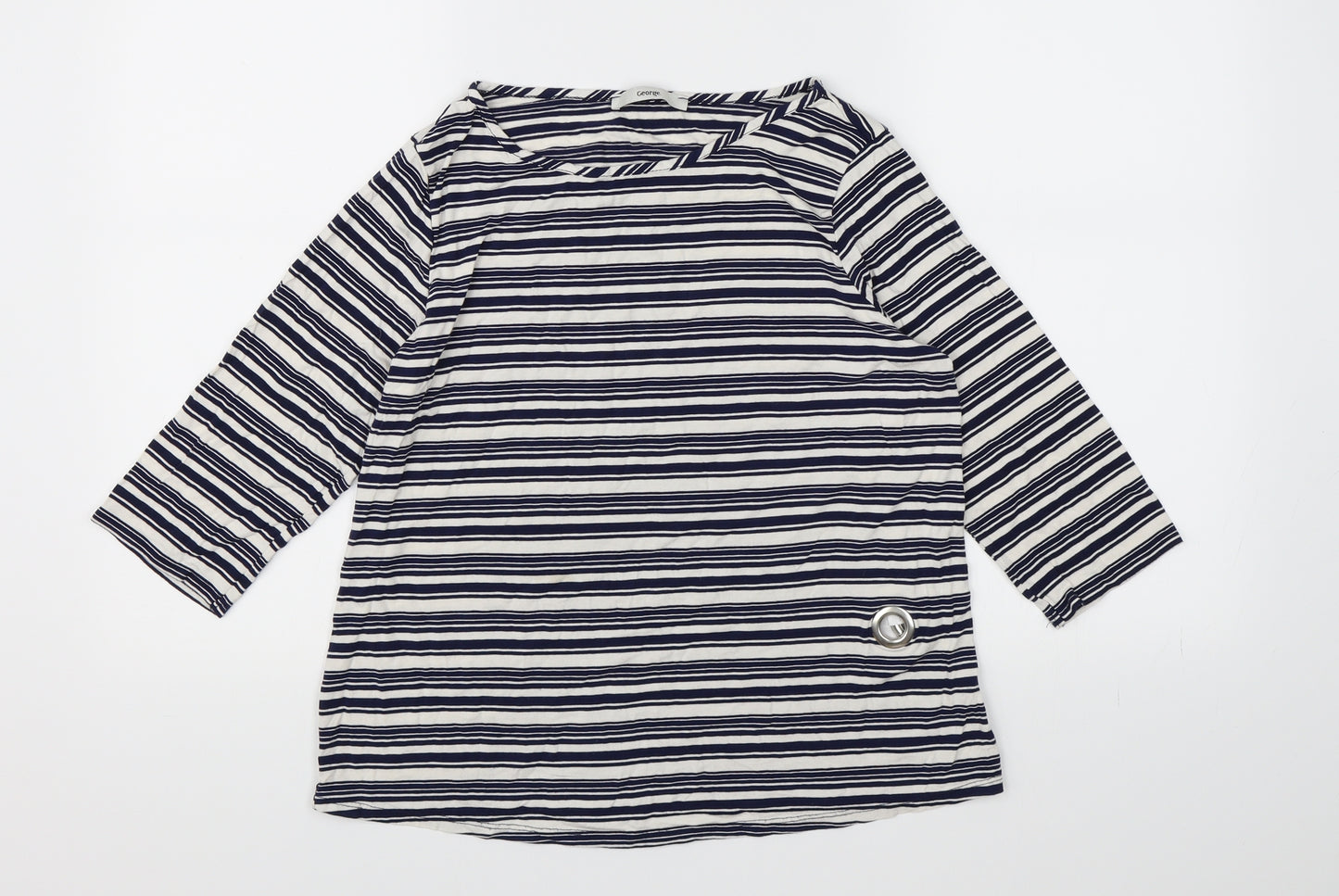 George Womens Blue Striped  Basic T-Shirt Size 10