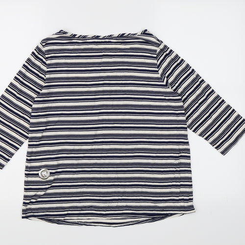 George Womens Blue Striped  Basic T-Shirt Size 10