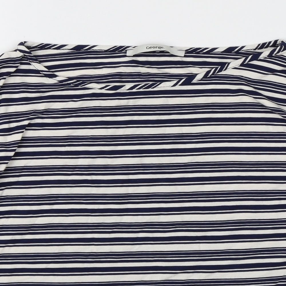 George Womens Blue Striped  Basic T-Shirt Size 10