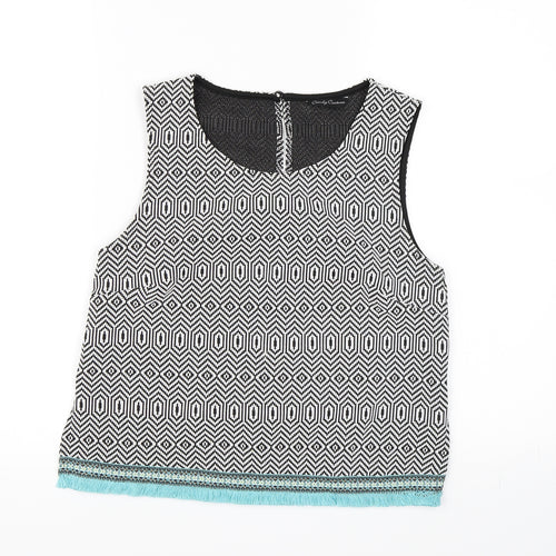 Candy Couture Girls Black Geometric  Cropped Tank Size 14 Years