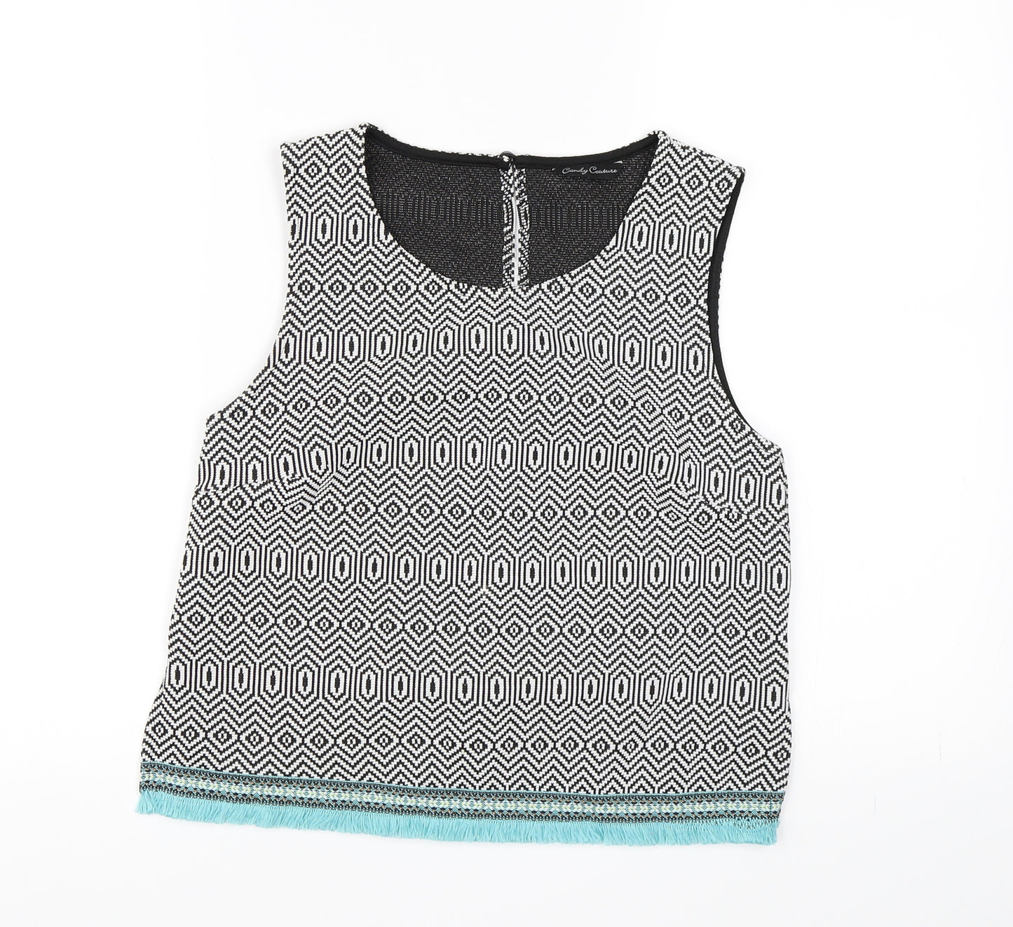 Candy Couture Girls Black Geometric  Cropped Tank Size 14 Years