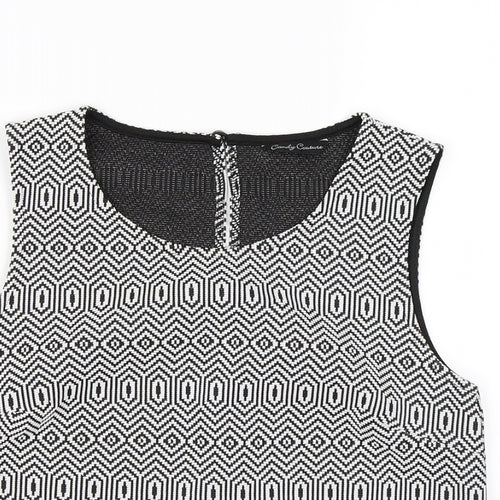 Candy Couture Girls Black Geometric  Cropped Tank Size 14 Years