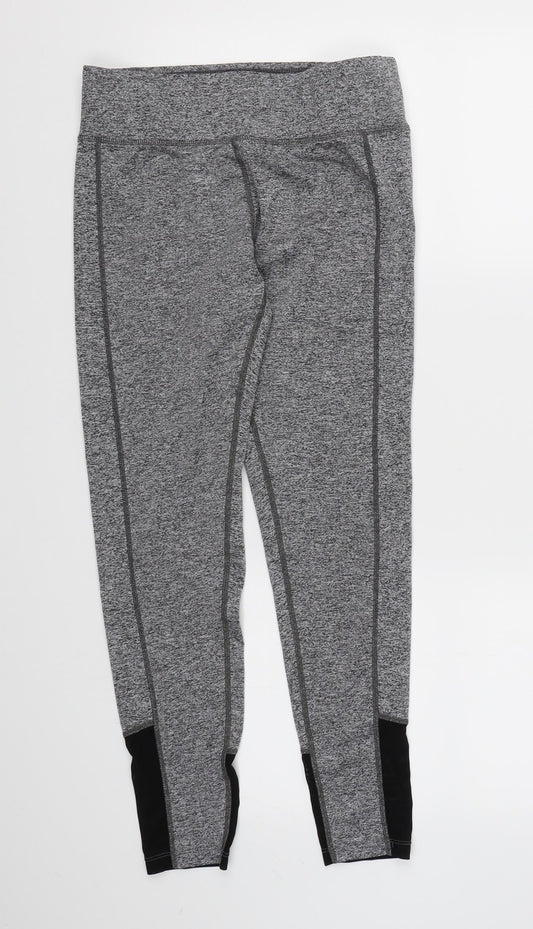 Front view of Athletic Works women’s grey compression leggings, size S, 25-inch leg