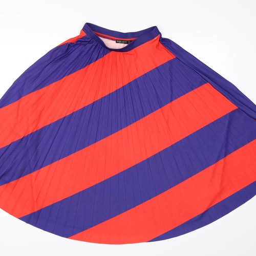 Bershka Womens Multicoloured Striped  Pleated Skirt Size S