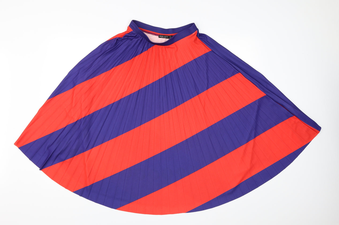 Bershka Womens Multicoloured Striped  Pleated Skirt Size S