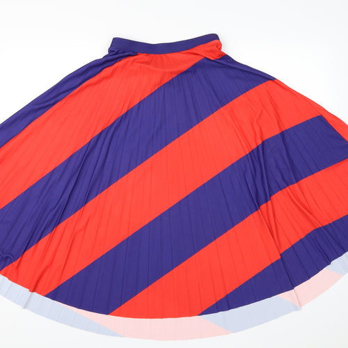 Bershka Womens Multicoloured Striped  Pleated Skirt Size S